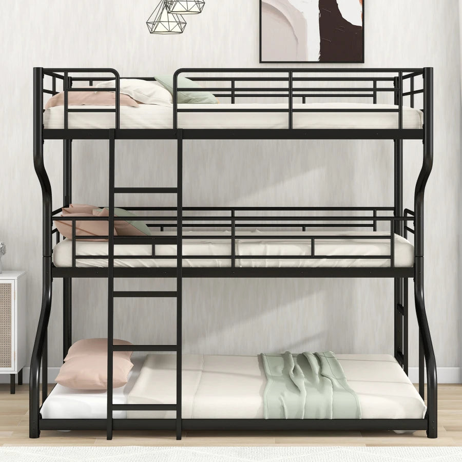 Twin XL over Queen Size bed,Triple Bunk Bed