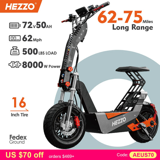 Electric Scooter  Long Range Off Road Foldable Motorbike