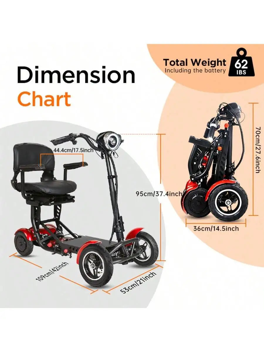 Foldable Four Wheel Electric Scooter,for Elderly All Terrain