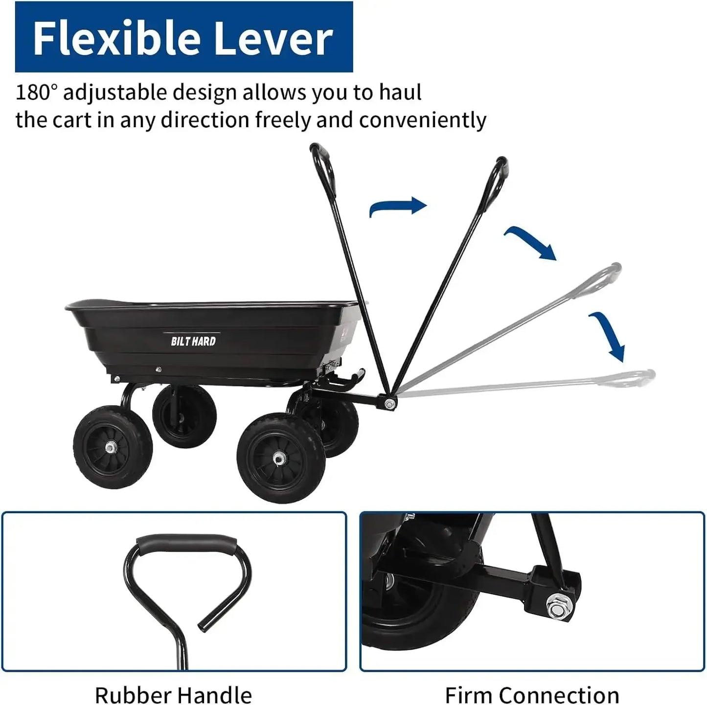 No-Flat Tires Poly Yard Dump Cart