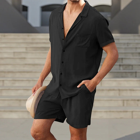 Men s Casual Two Piece Linen Outfit