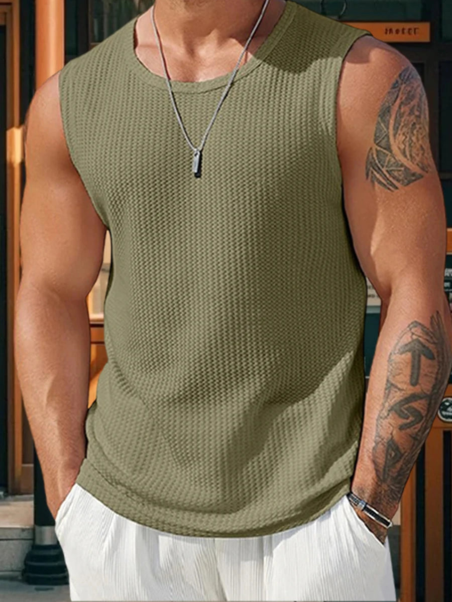 Men s Ribbed Knit Tank Tops