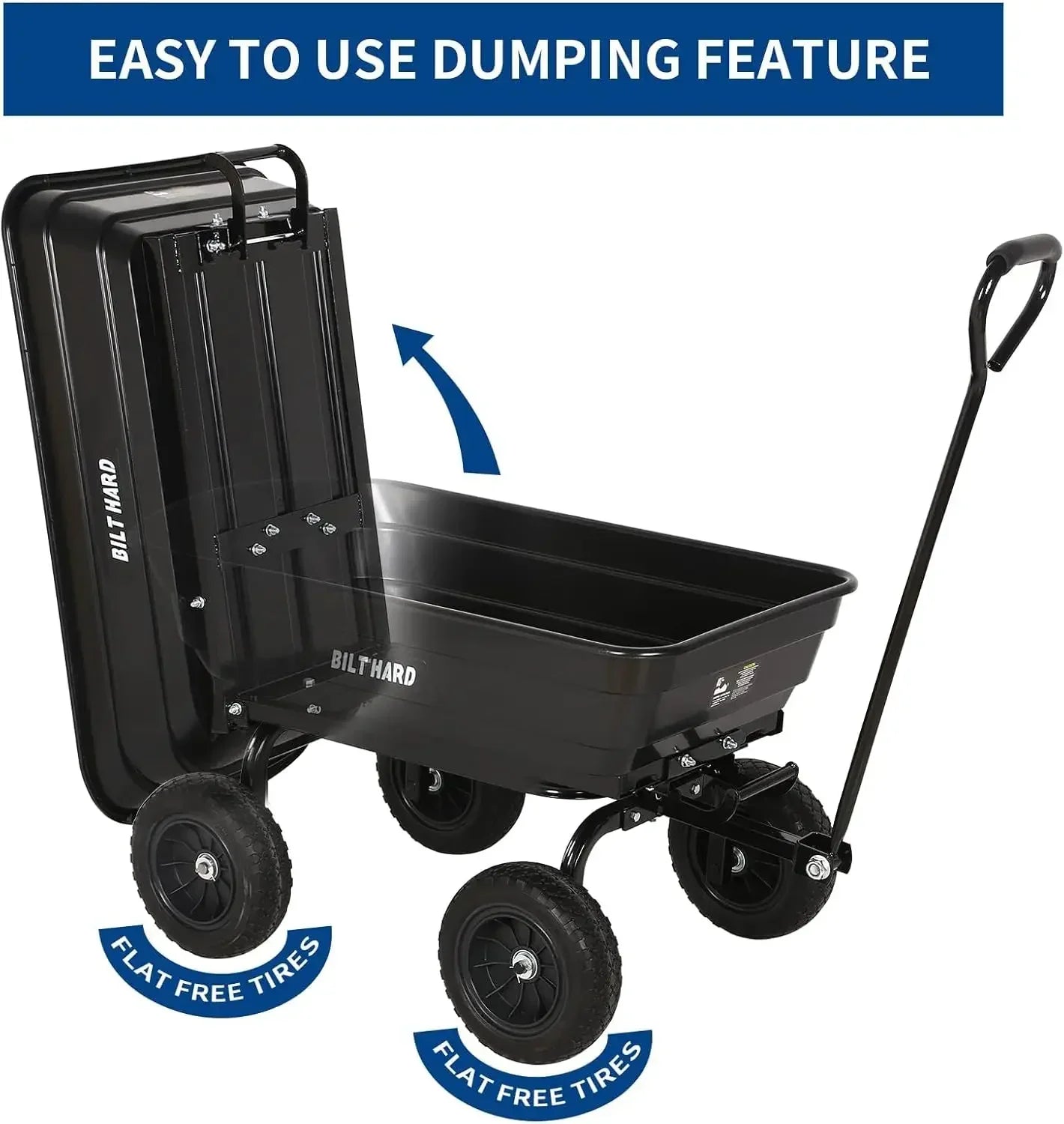 No-Flat Tires Poly Yard Dump Cart