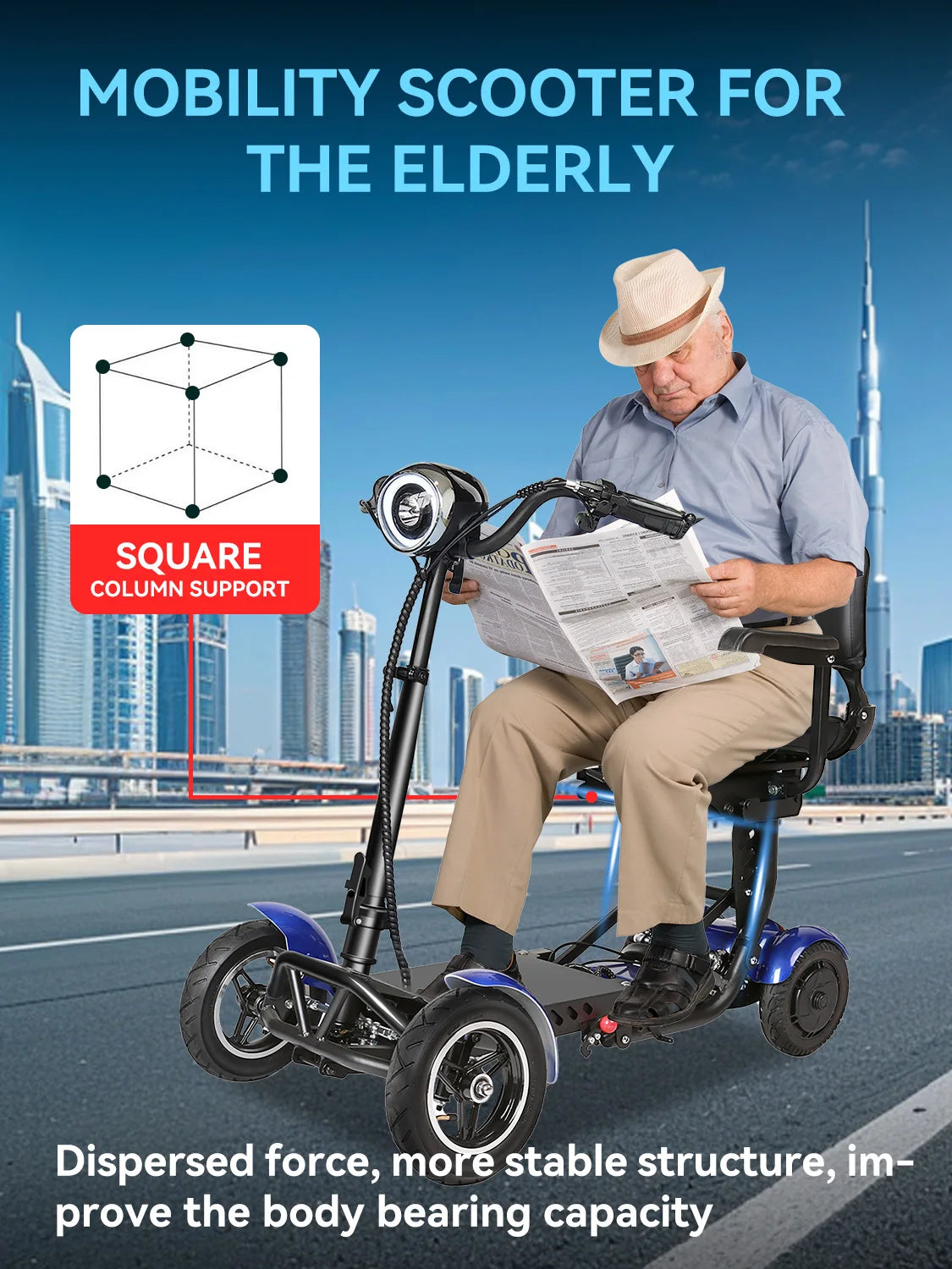 Foldable Four Wheel Electric Scooter,for Elderly All Terrain
