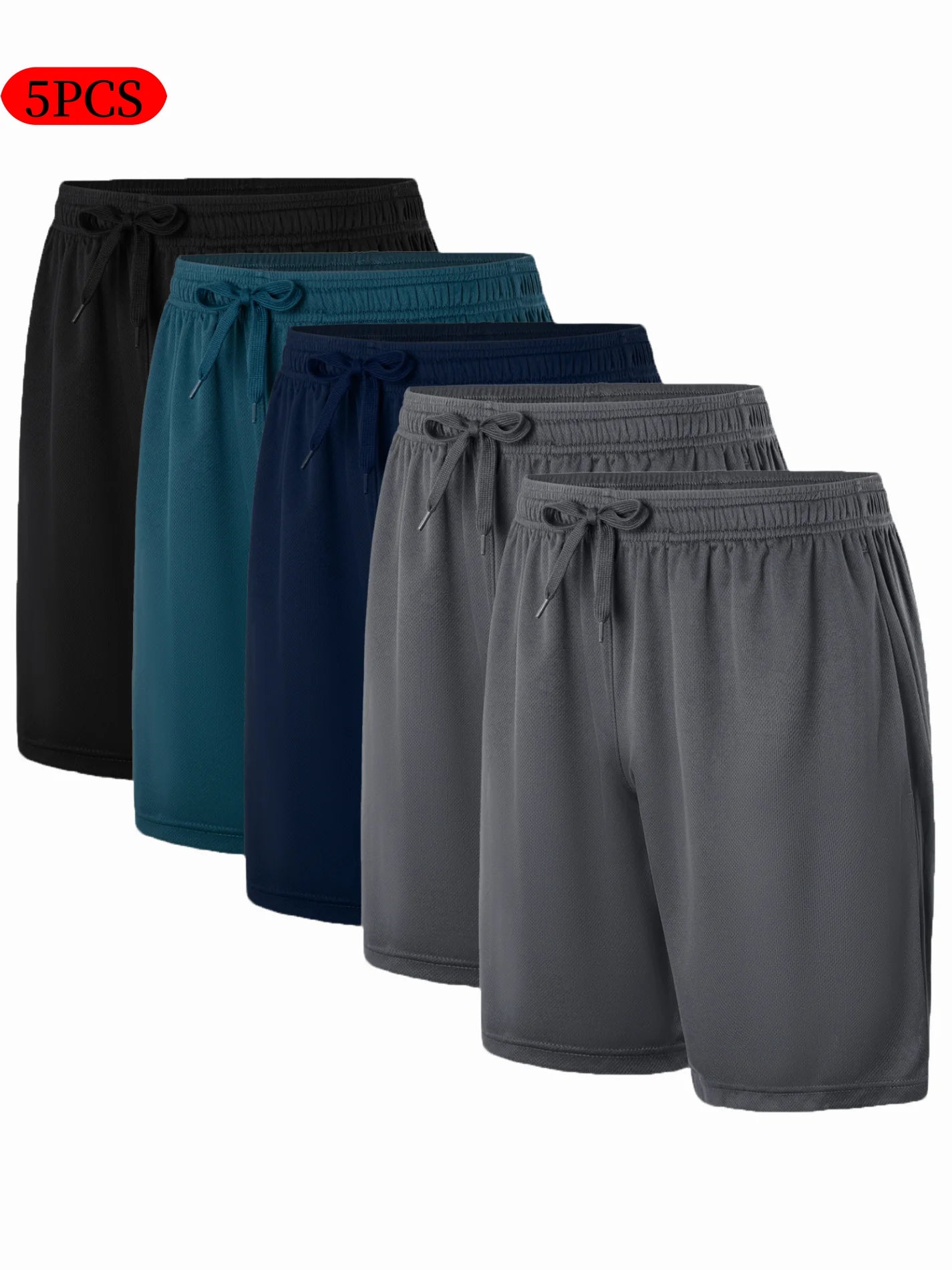 5-piece men's casual shorts with drawstring waistband