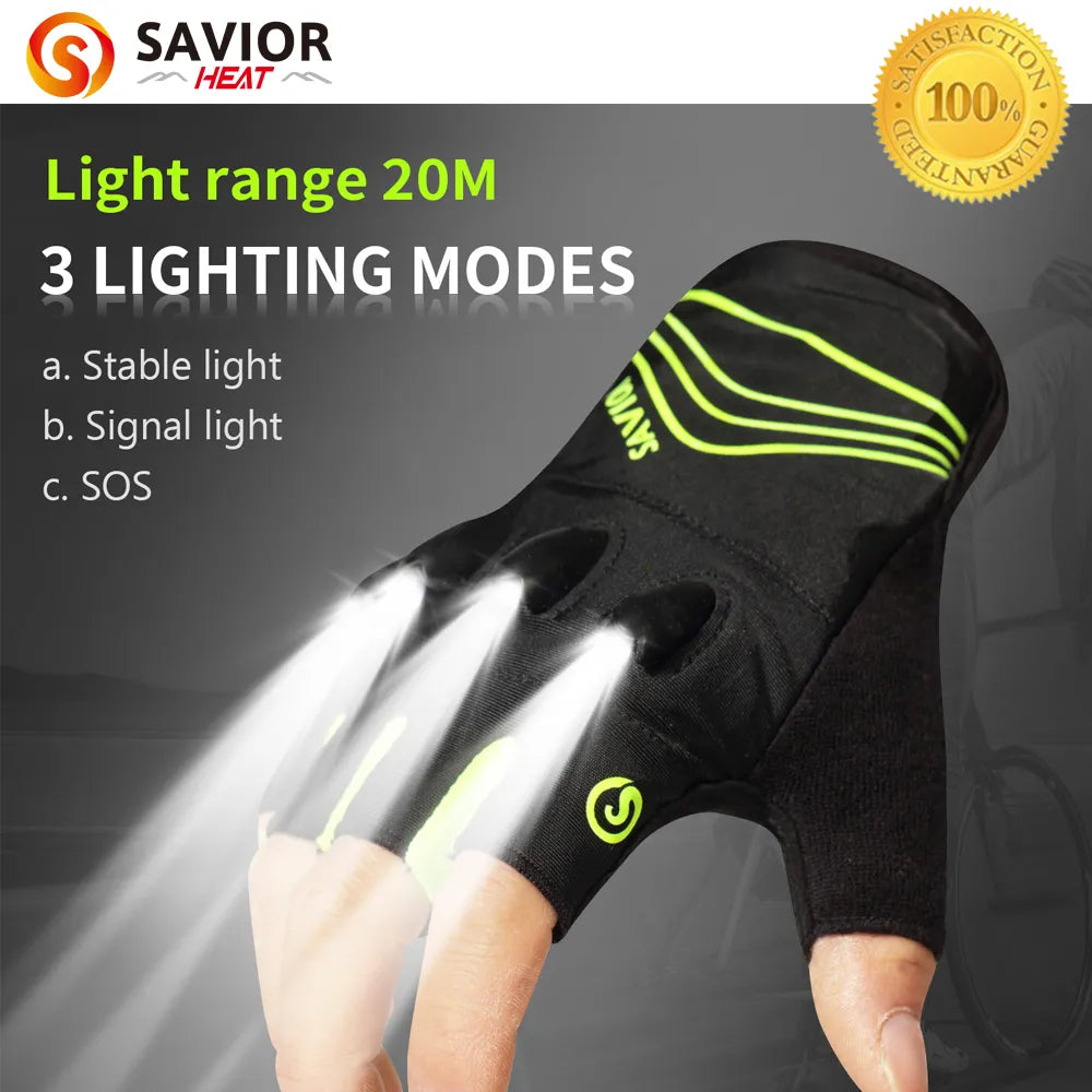 Flashlight Gloves Breathable Half Finger Fingerless - Outdoor Hobbies and Adventures