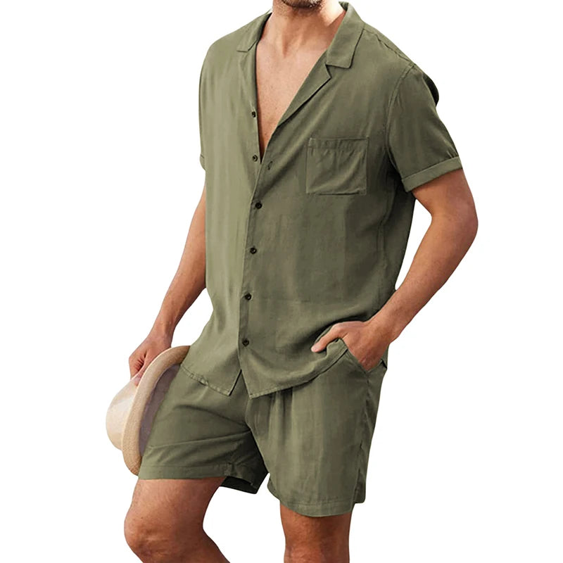 Men s Casual Two Piece Linen Outfit