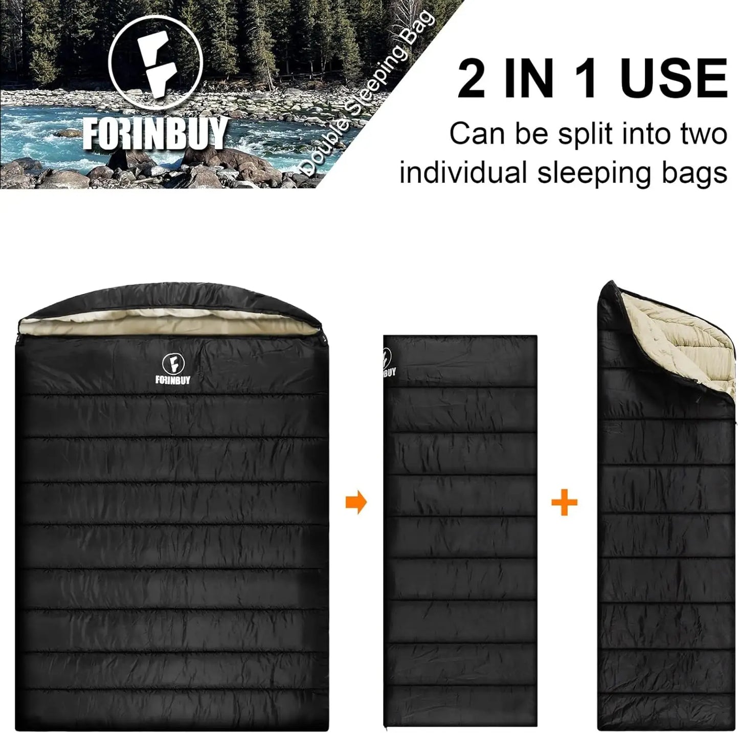 Sleeping Bag for Adults, 2 Person Cold Weather