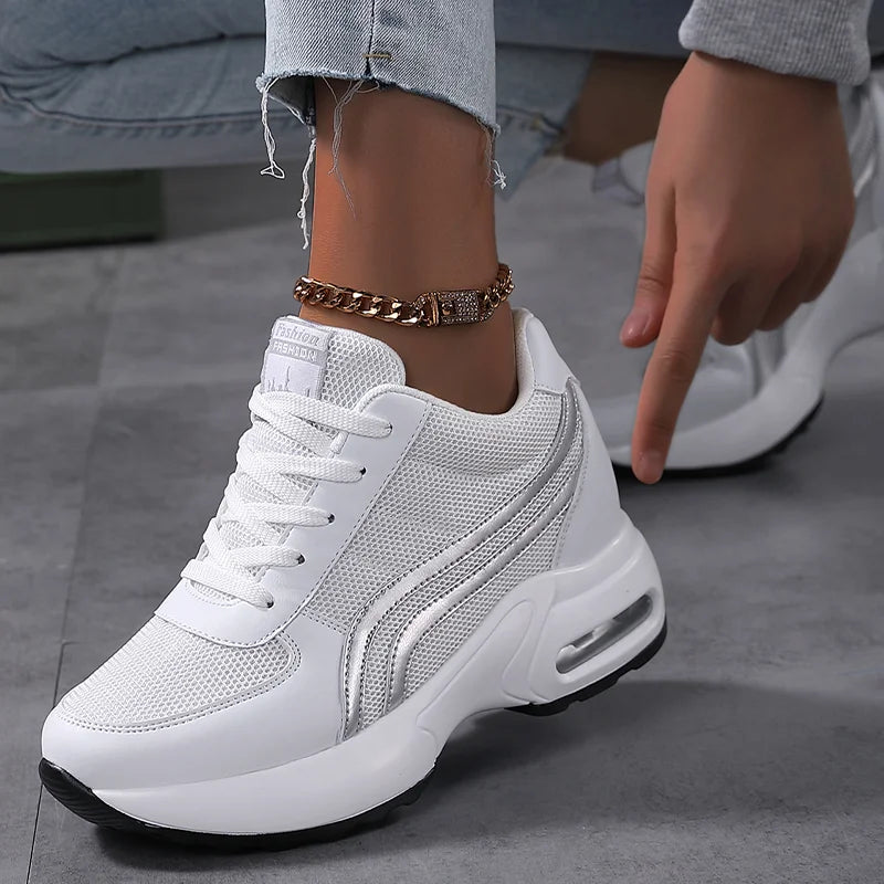 Women Air Cushion Sneakers Mesh White