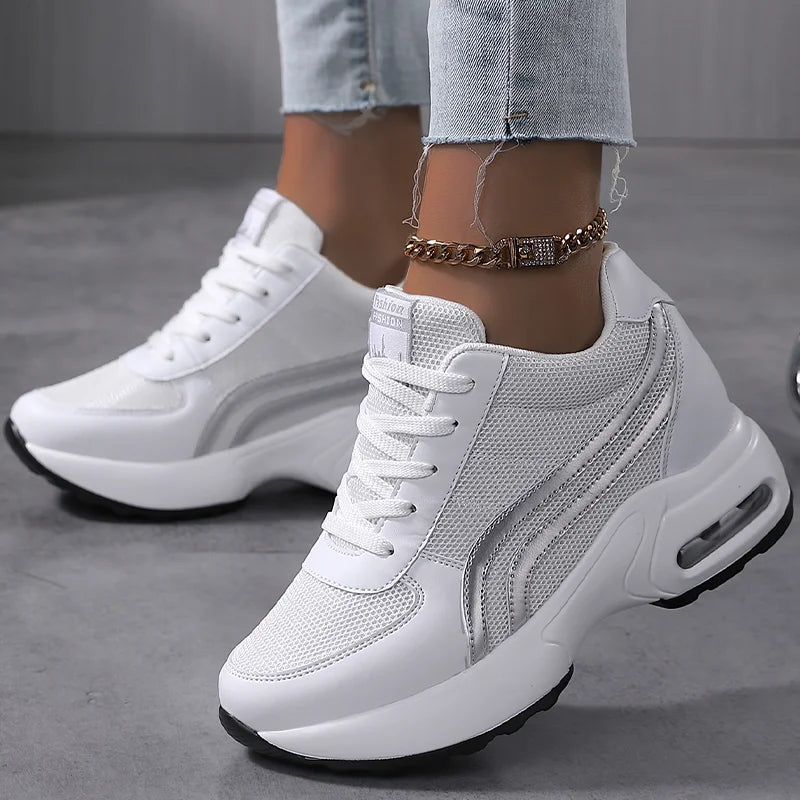 Women Air Cushion Sneakers Mesh White