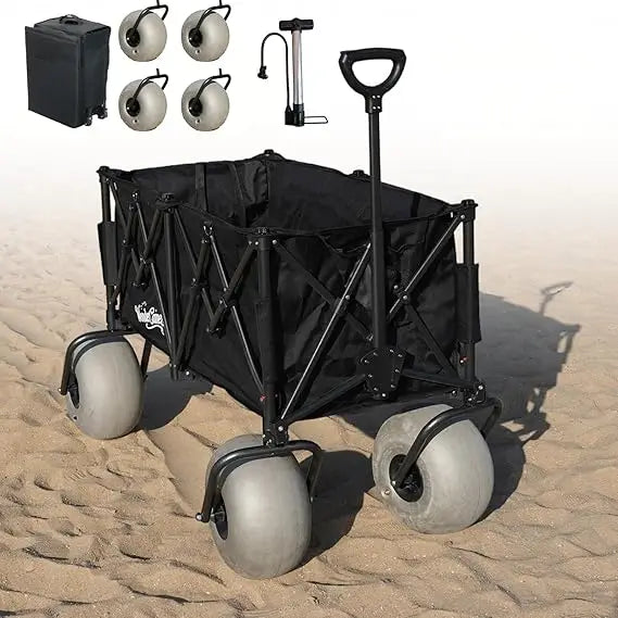 Beach Cart with Balloon Wheels Large Capacity