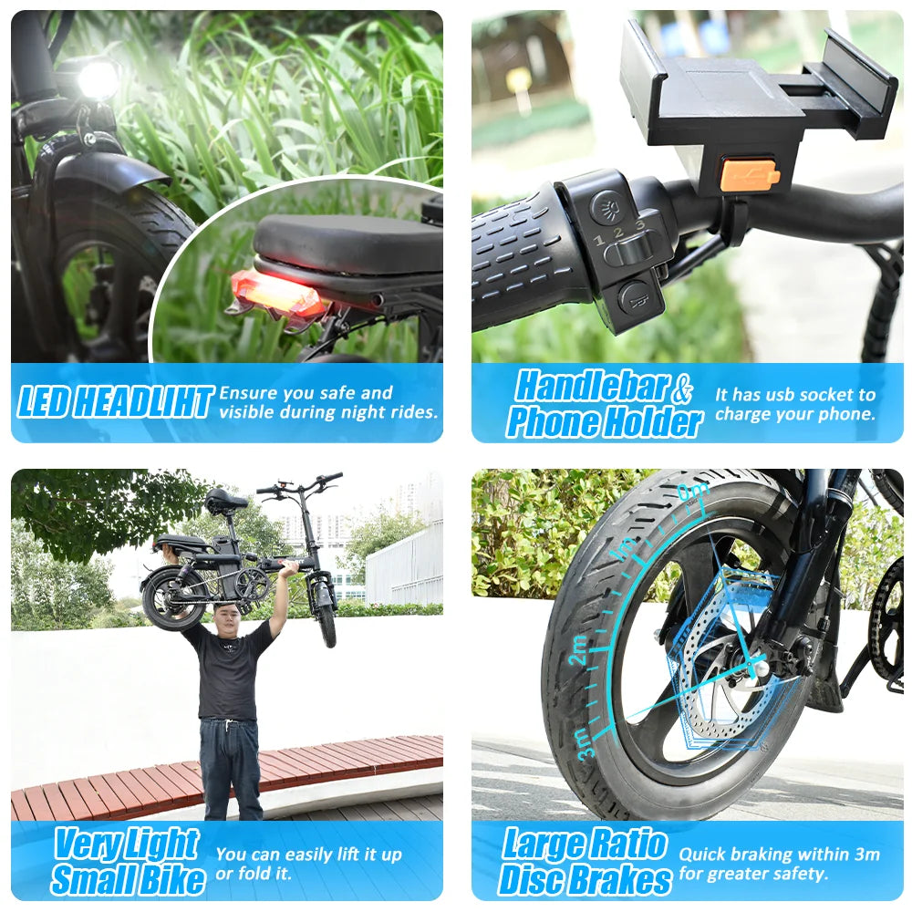 Foldable Ebike Removable Battery  for Aldult