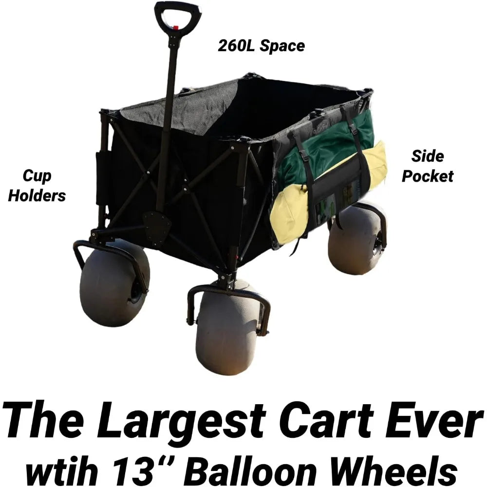 Beach Cart with Balloon Wheels Large Capacity