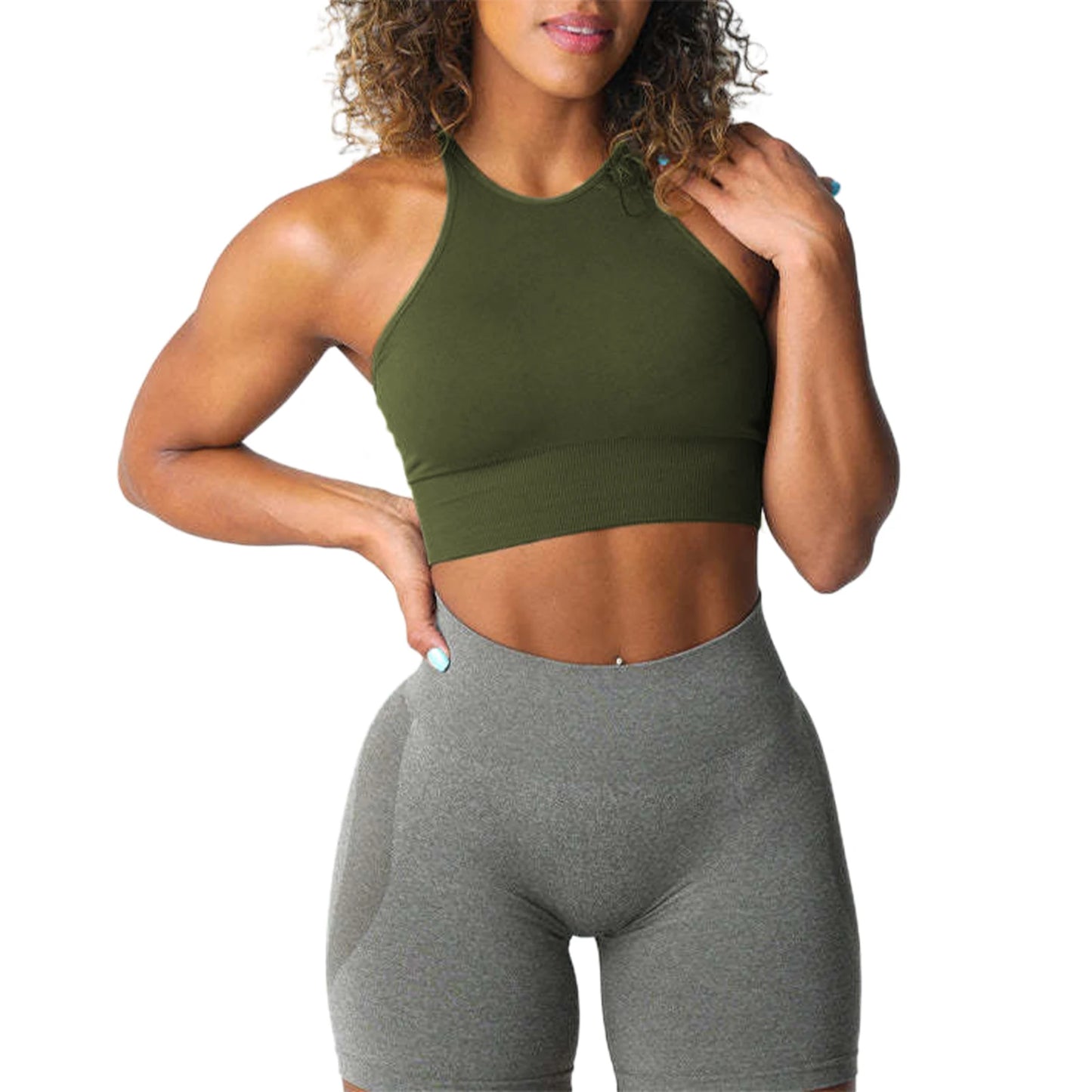 Women s Seamless Sports Bra Solid Color Sleeveless Yoga