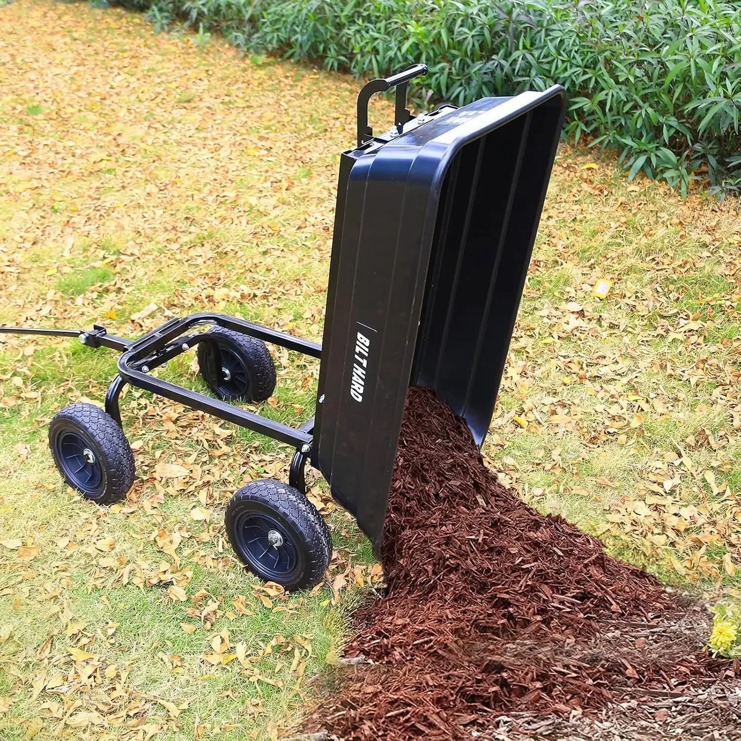 No-Flat Tires Poly Yard Dump Cart