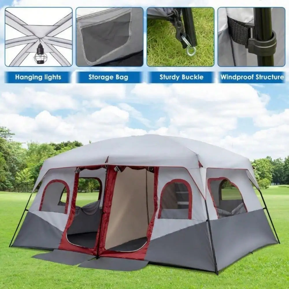 Camping Tent Cabin Tent 10 Person 2 Rooms