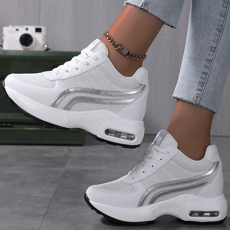 Women Air Cushion Sneakers Mesh White