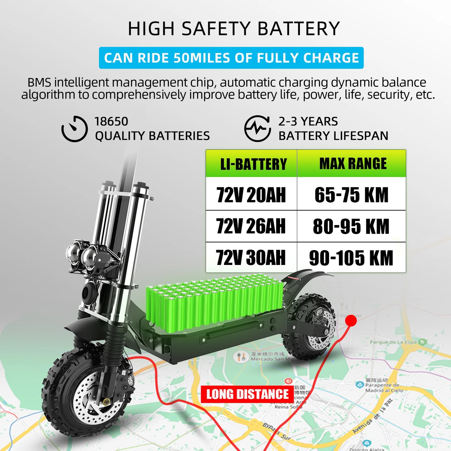 Electric Scooter Adults up to 85 km/h Off Road Tire