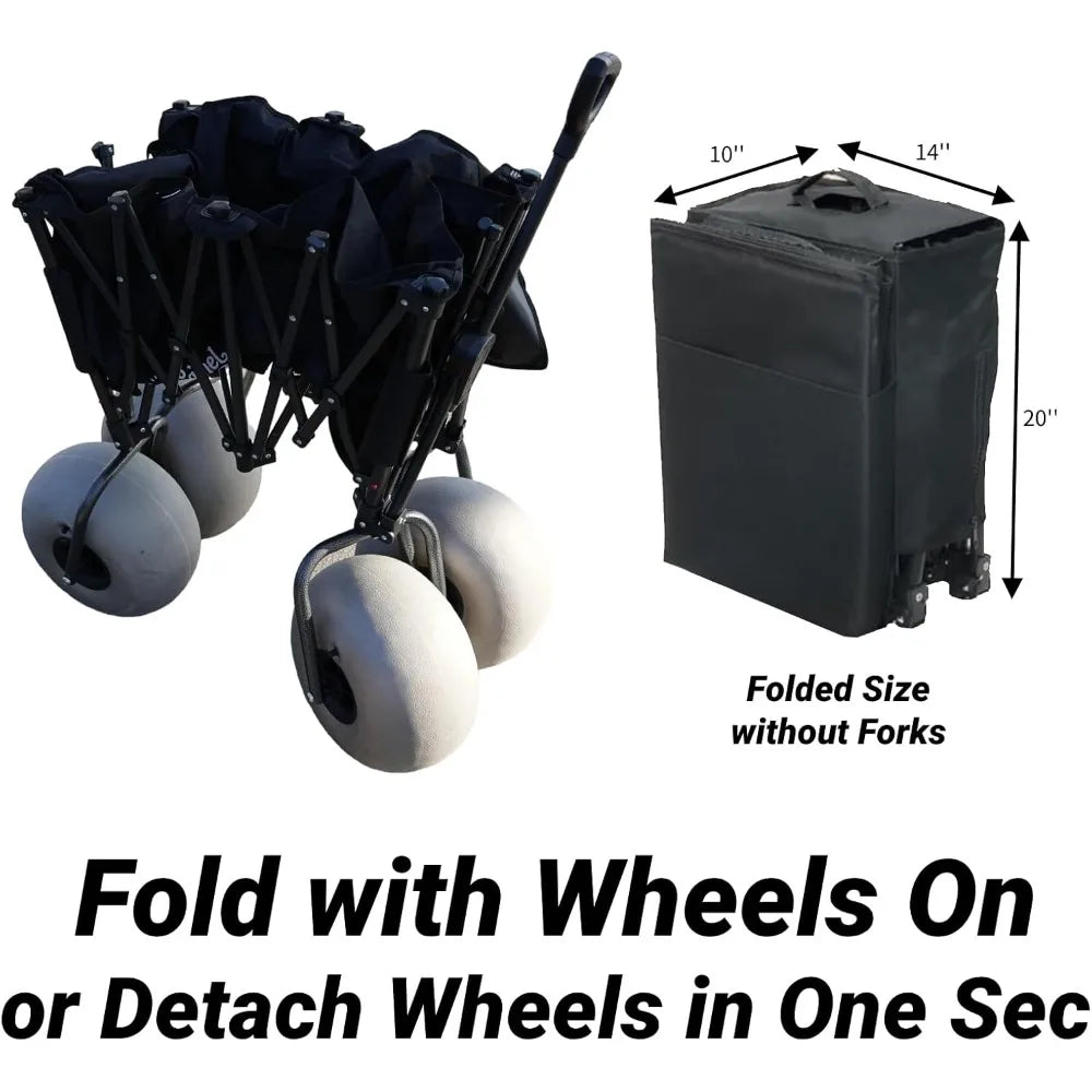 Beach Cart with Balloon Wheels Large Capacity