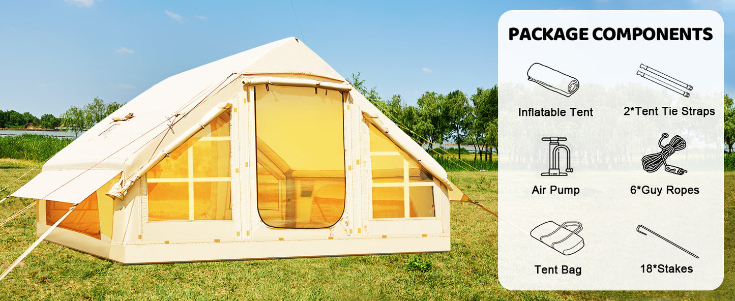 Inflatable Camping Tent 4-6 People With Stove Jack